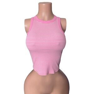 Pink Striped Women's Tank Top